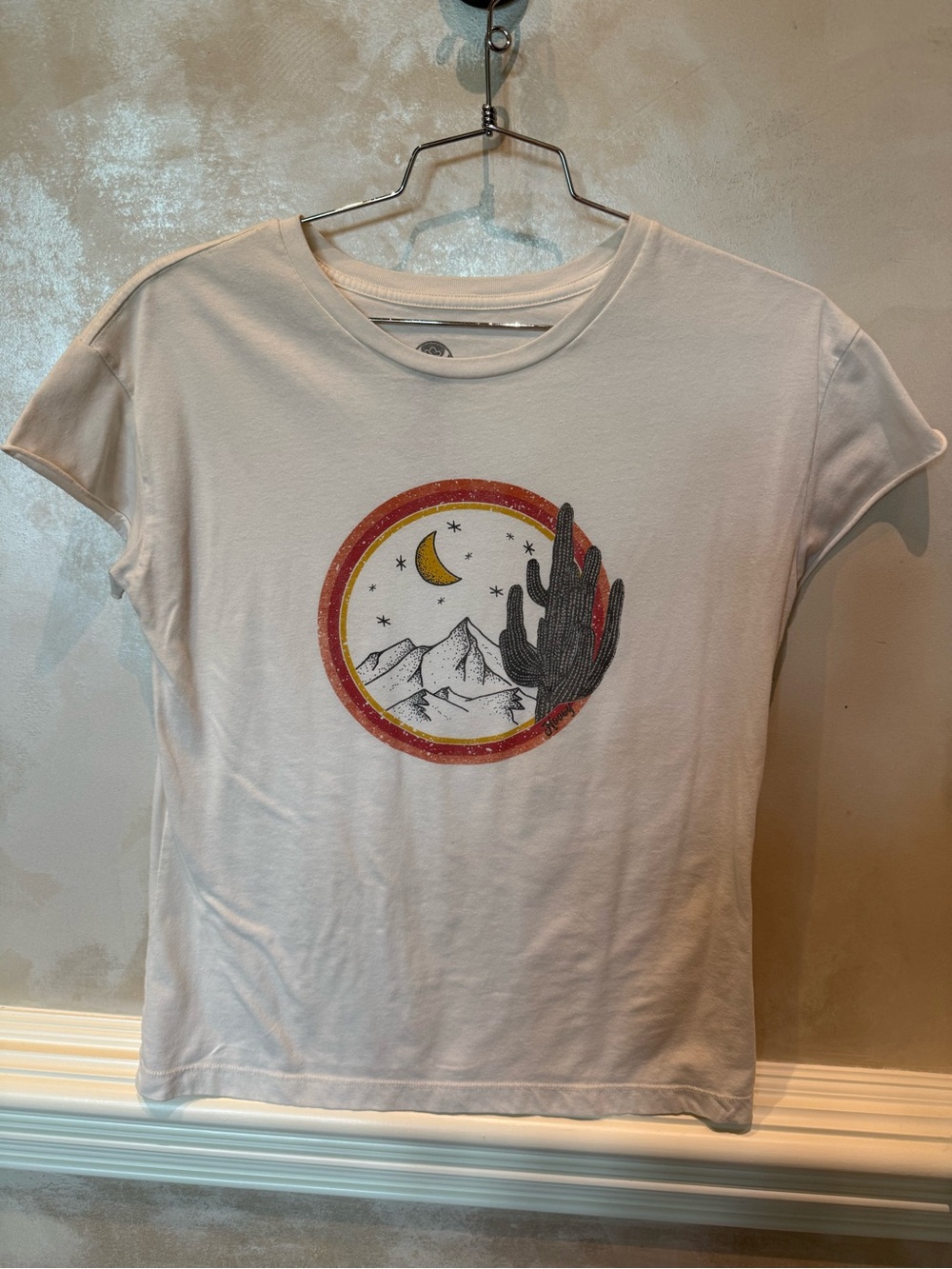 Hooey White Short Sleeve Tee with Desert Moon Graphic